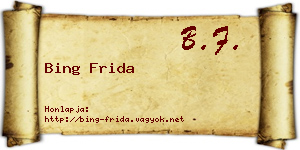 Bing Frida névjegykártya